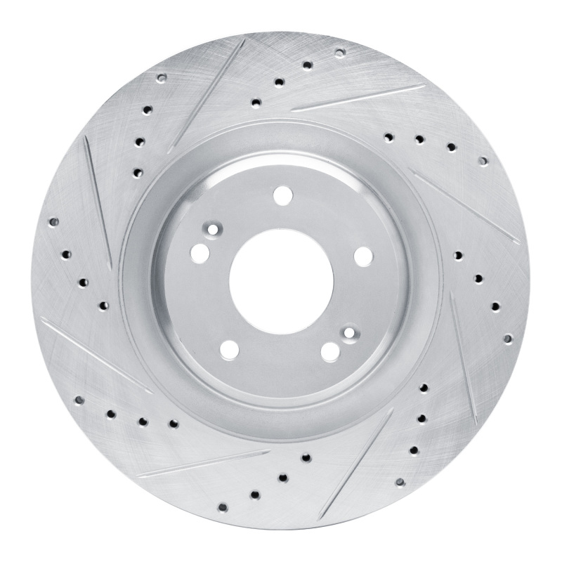 Hyundai Veloster N Brake Rotor (1) - Front Left - R1 Concepts - Drilled & Slotted - Silver - `19-`22
